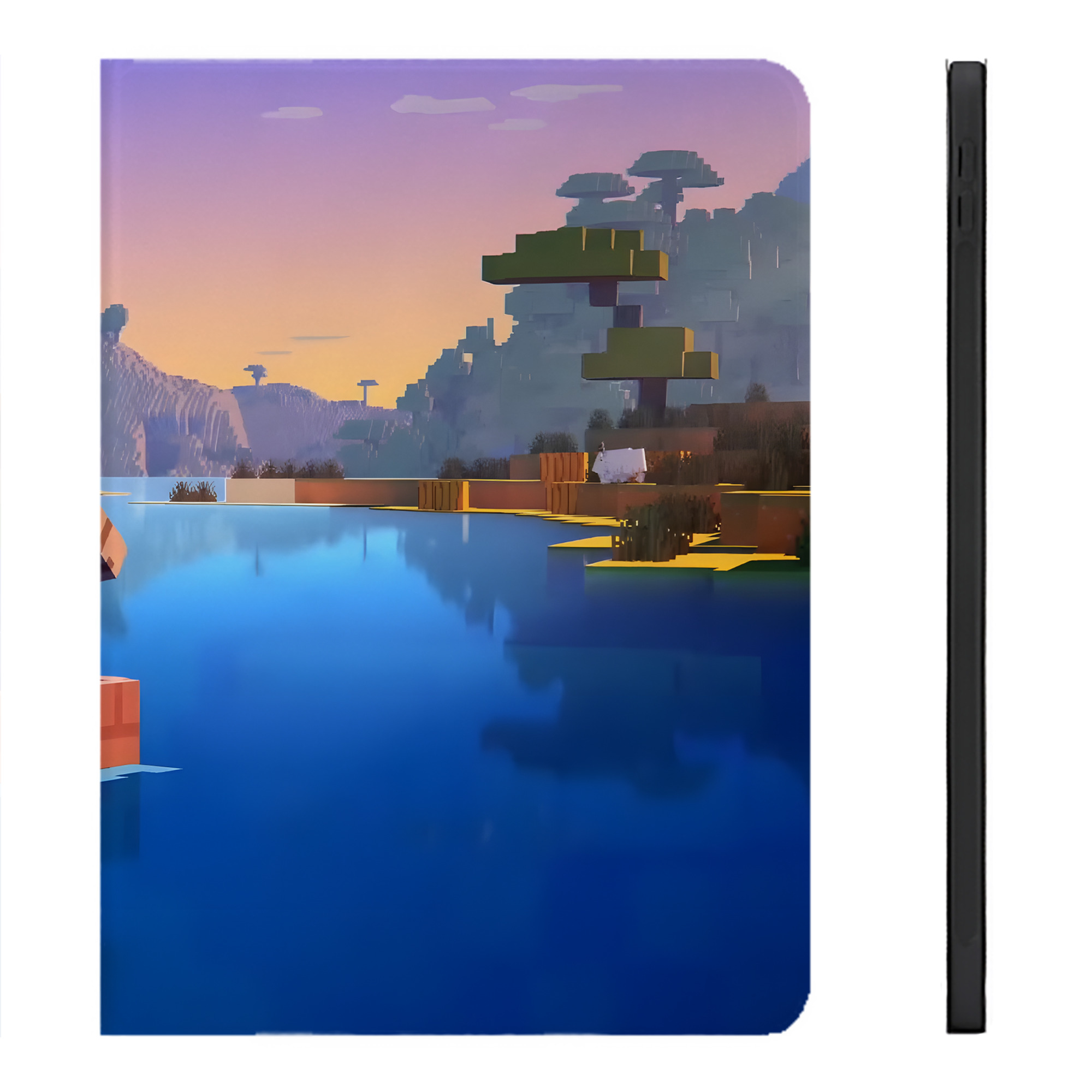 （画像用） マインクラフト ブロックの世界 Minecraft MC Block world IPadケース ペンホルダー付き ブックスタイルデザイン
